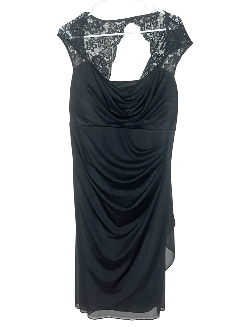 Scarlett lace open back sleeveless ruched black formal dress size 16 NWT
